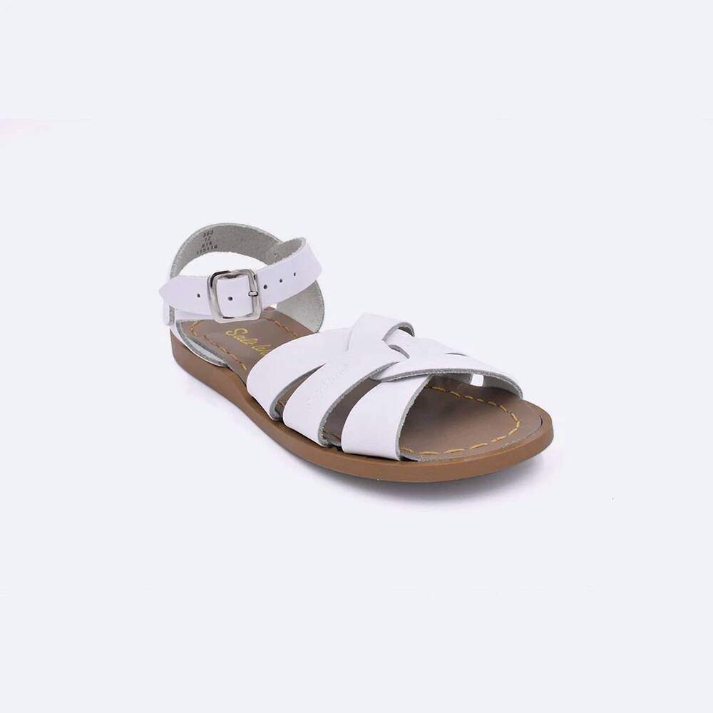 NEW SALT WATER SANDALS women's original slides leather buckle sandals in white